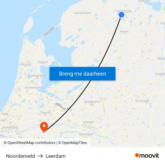 Noordenveld to Leerdam map