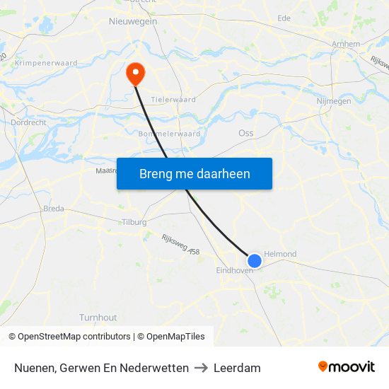 Nuenen, Gerwen En Nederwetten to Leerdam map