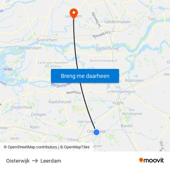 Oisterwijk to Leerdam map