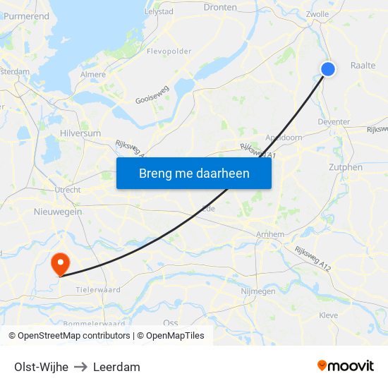 Olst-Wijhe to Leerdam map