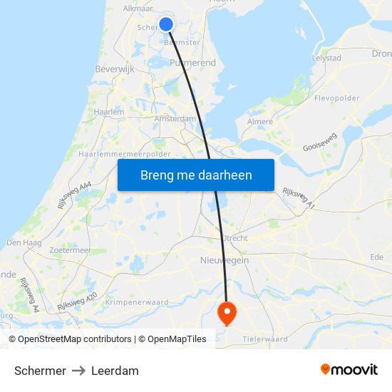 Schermer to Leerdam map