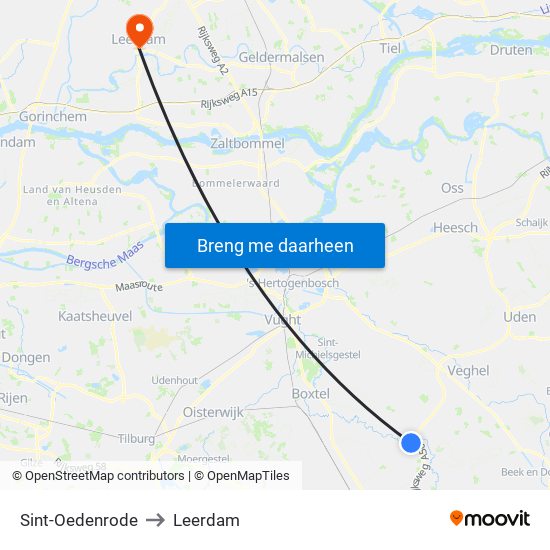 Sint-Oedenrode to Leerdam map