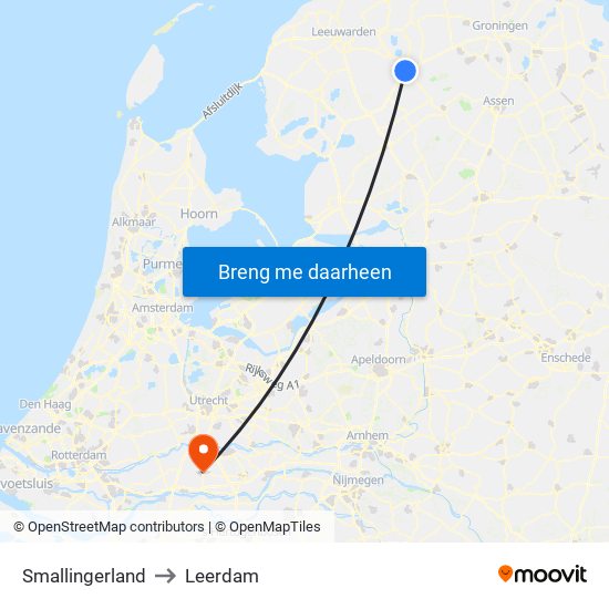 Smallingerland to Leerdam map