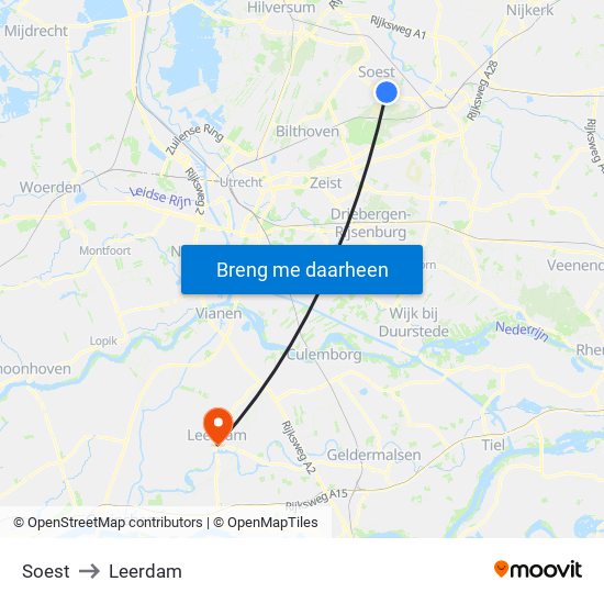 Soest to Leerdam map