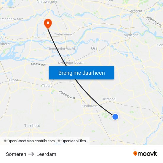 Someren to Leerdam map