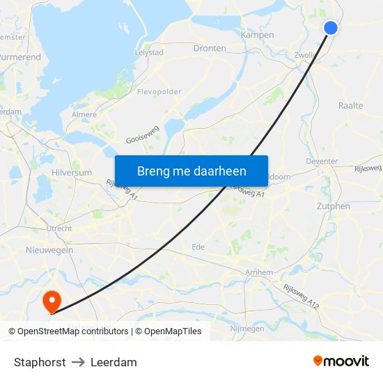Staphorst to Leerdam map