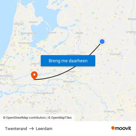 Twenterand to Leerdam map