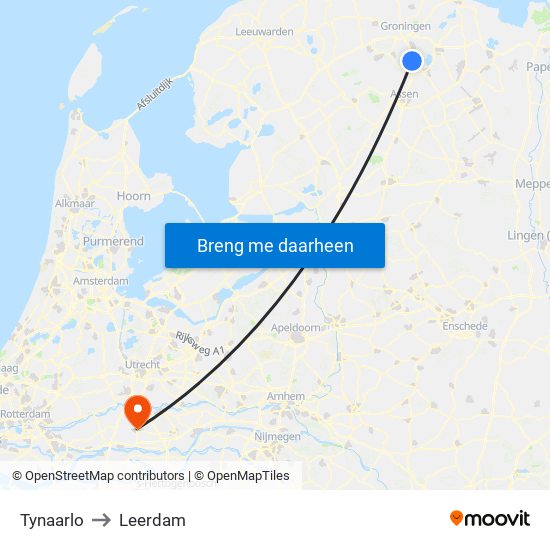 Tynaarlo to Leerdam map