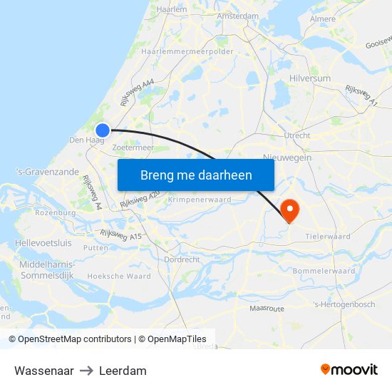 Wassenaar to Leerdam map