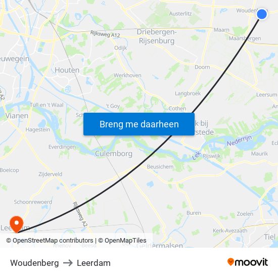 Woudenberg to Leerdam map