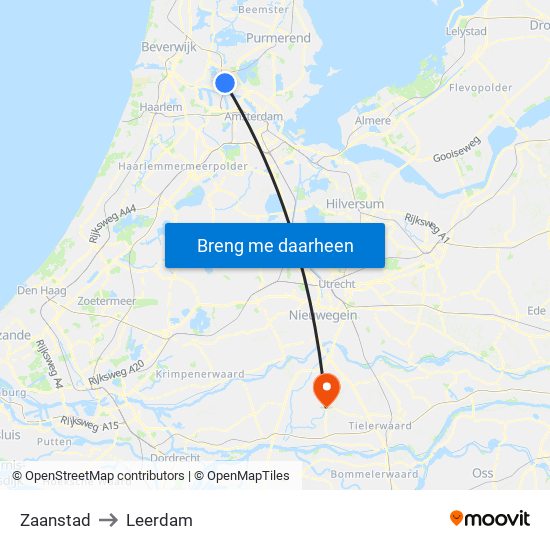 Zaanstad to Leerdam map