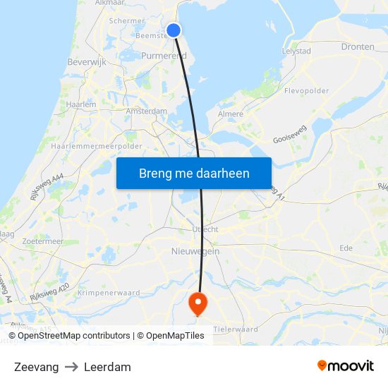 Zeevang to Leerdam map