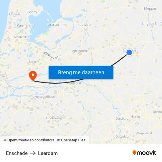 Enschede to Leerdam map
