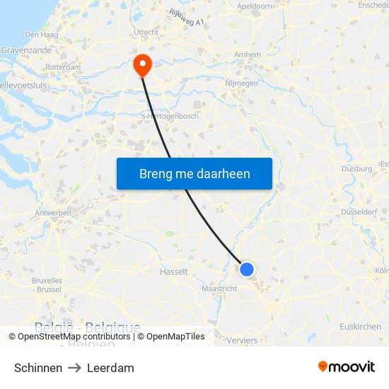Schinnen to Leerdam map