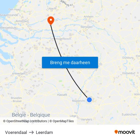 Voerendaal to Leerdam map