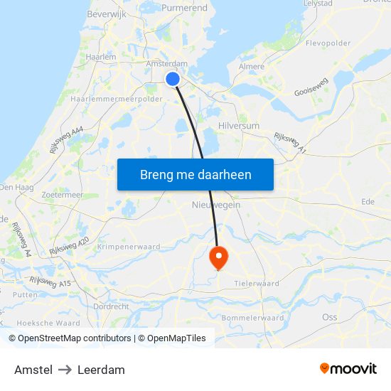 Amstel to Leerdam map