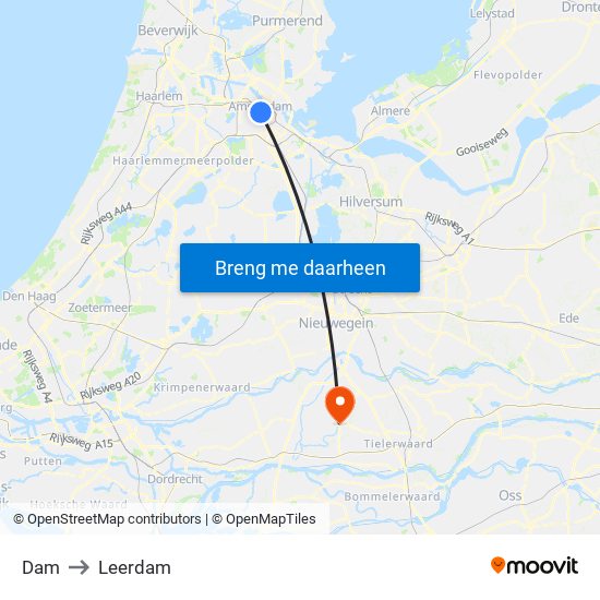 Dam to Leerdam map