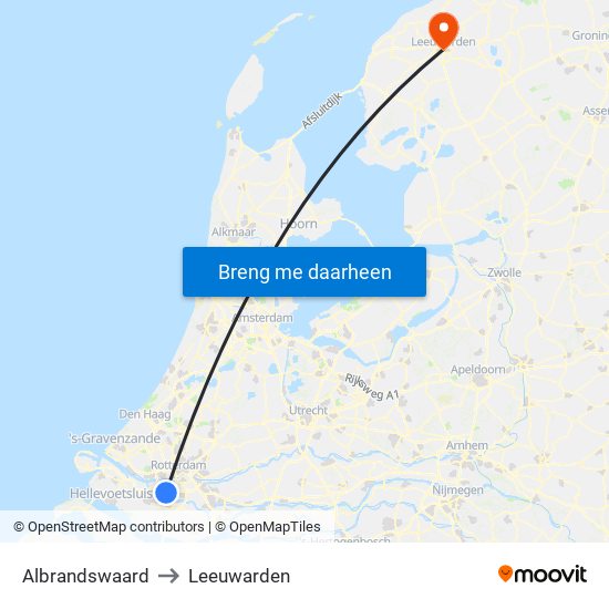 Albrandswaard to Leeuwarden map