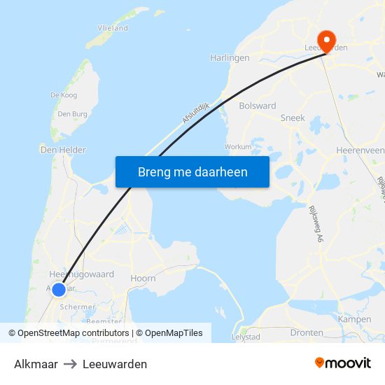 Alkmaar to Leeuwarden map