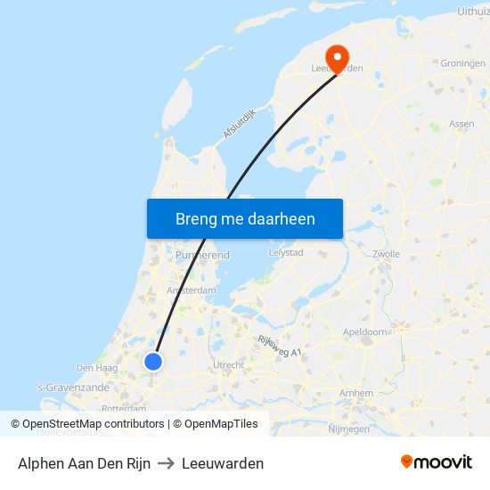 Alphen Aan Den Rijn to Leeuwarden map