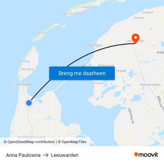 Anna Paulowna to Leeuwarden map