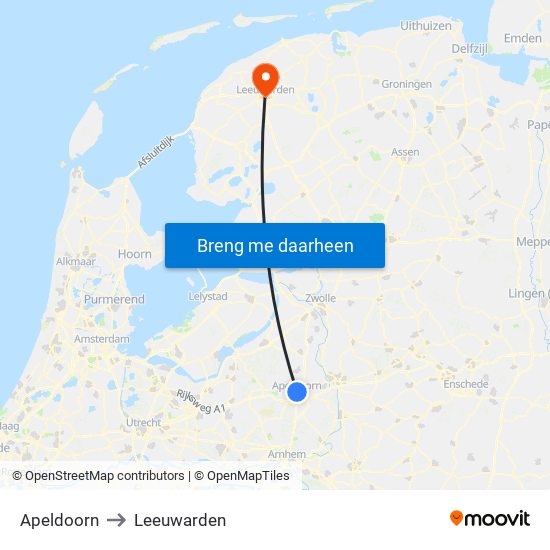 Apeldoorn to Leeuwarden map