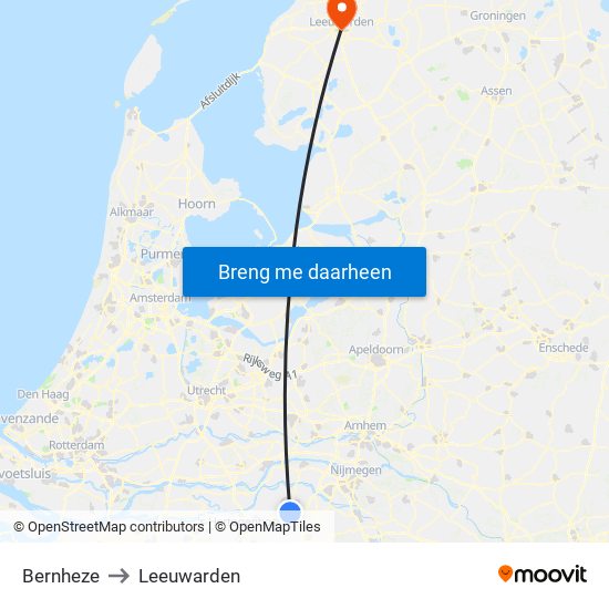 Bernheze to Leeuwarden map