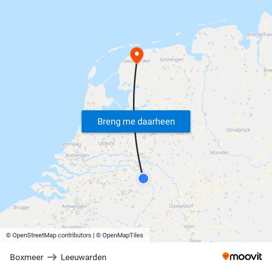 Boxmeer to Leeuwarden map