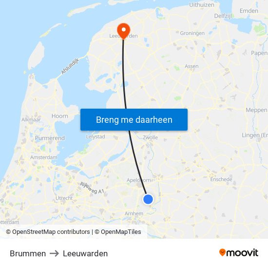 Brummen to Leeuwarden map