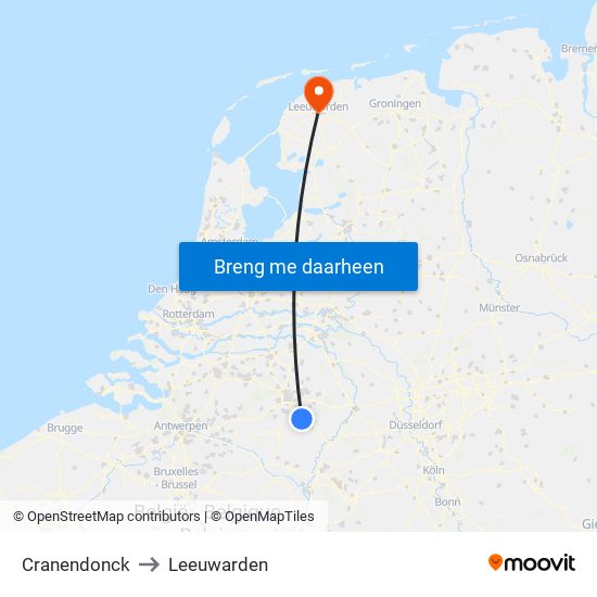 Cranendonck to Leeuwarden map