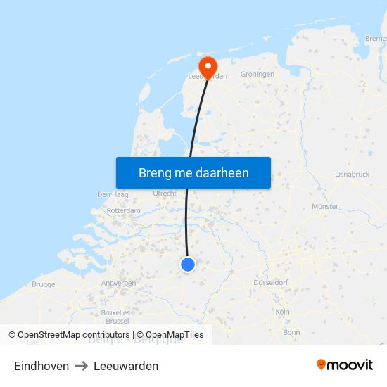 Eindhoven to Leeuwarden map