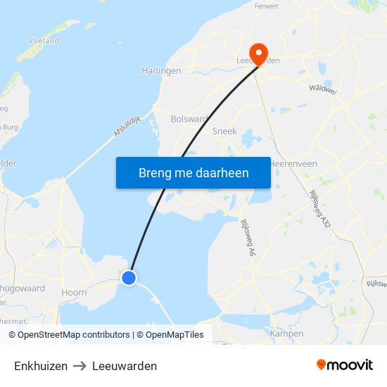 Enkhuizen to Leeuwarden map