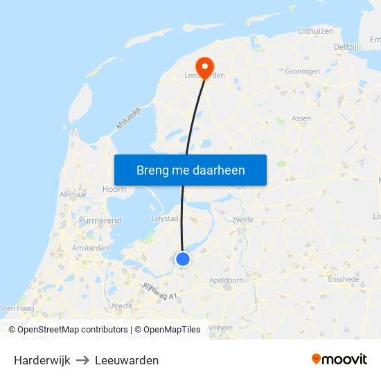 Harderwijk to Leeuwarden map