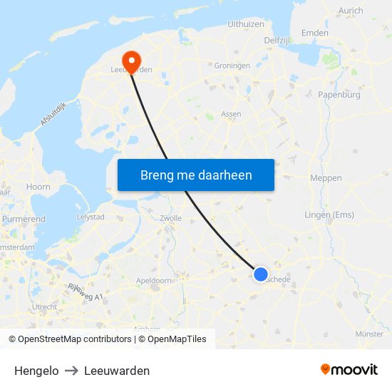 Hengelo to Leeuwarden map