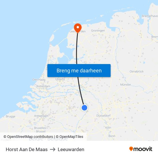 Horst Aan De Maas to Leeuwarden map