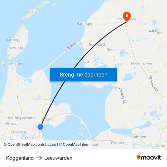 Koggenland to Leeuwarden map