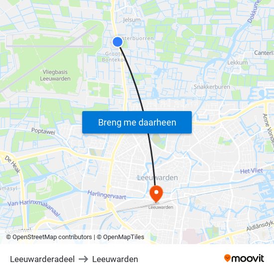 Leeuwarderadeel to Leeuwarden map