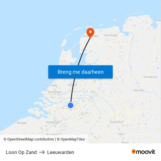 Loon Op Zand to Leeuwarden map