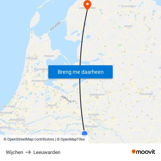 Wijchen to Leeuwarden map