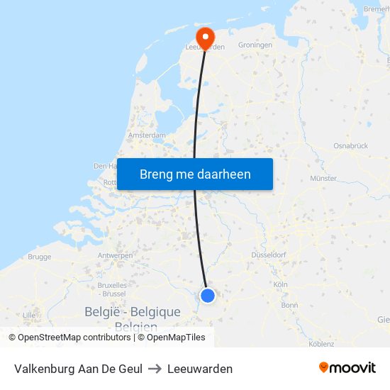 Valkenburg Aan De Geul to Leeuwarden map