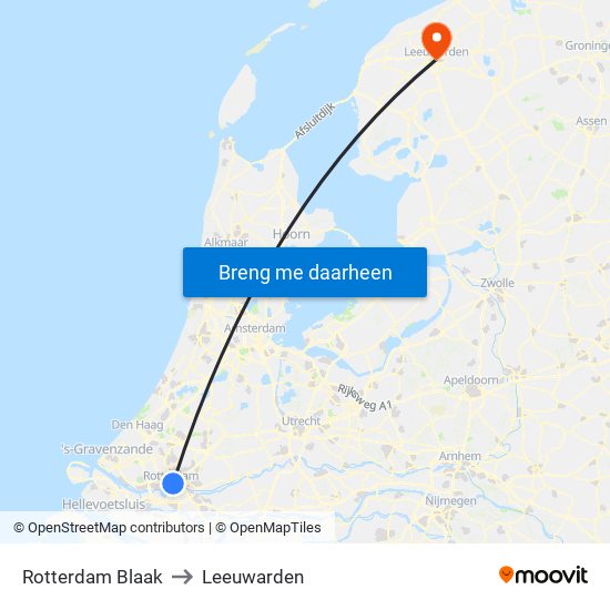 Rotterdam Blaak to Leeuwarden map