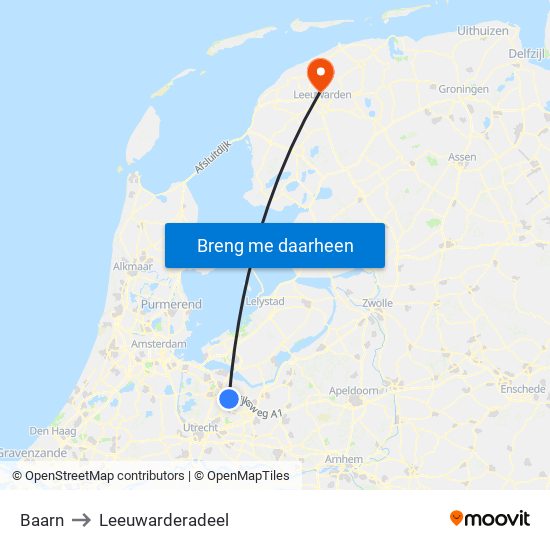 Baarn to Leeuwarderadeel map