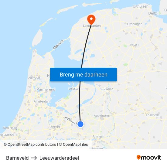Barneveld to Leeuwarderadeel map