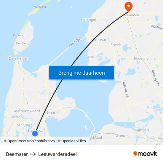Beemster to Leeuwarderadeel map