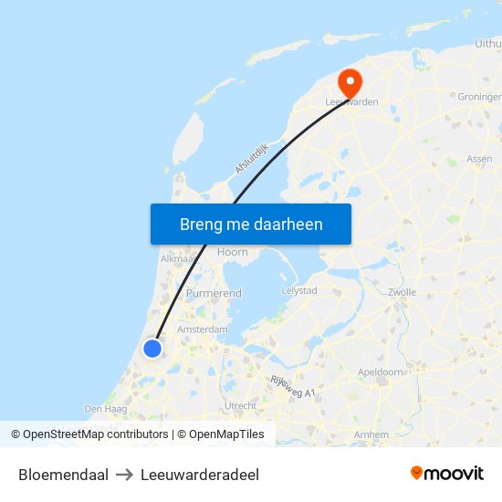 Bloemendaal to Leeuwarderadeel map