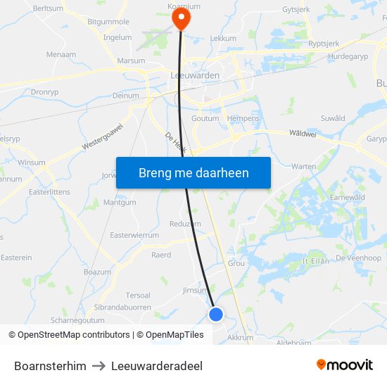 Boarnsterhim to Leeuwarderadeel map