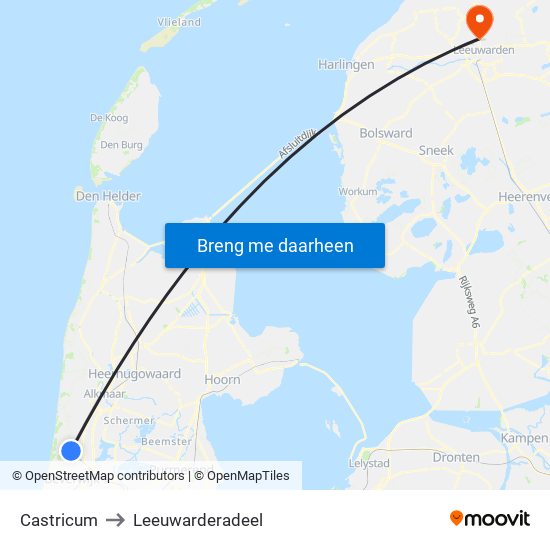 Castricum to Leeuwarderadeel map