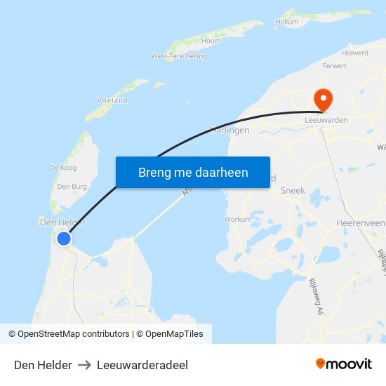 Den Helder to Leeuwarderadeel map