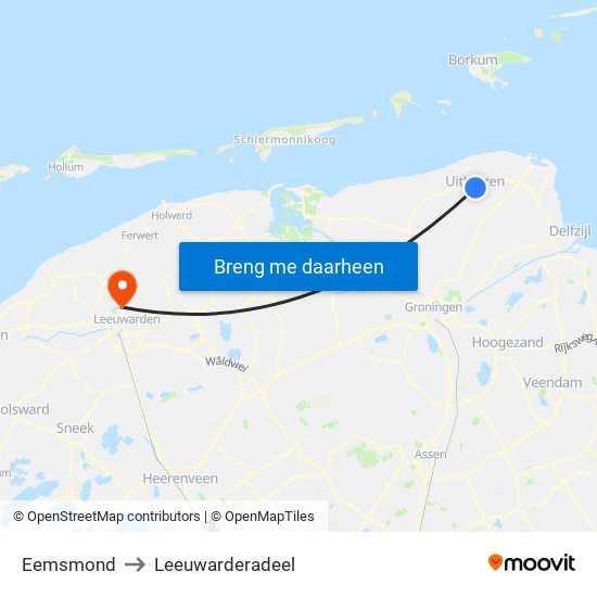 Eemsmond to Leeuwarderadeel map