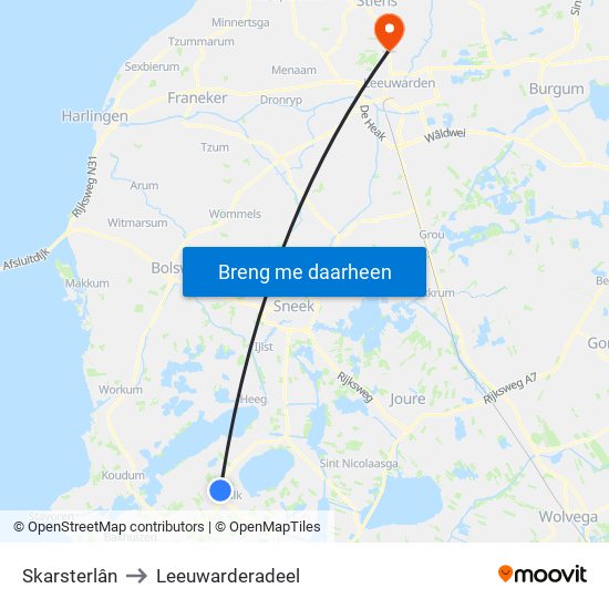 Skarsterlân to Leeuwarderadeel map